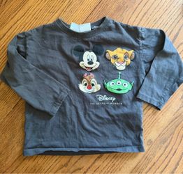 Disney 100 Years Of Wonder Dark Gray Long-Sleeve Toddler Shirt! 3-4 Years!