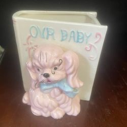Vintage Pink Poodle Dog Mid Century Modern Planter Flower Pot 