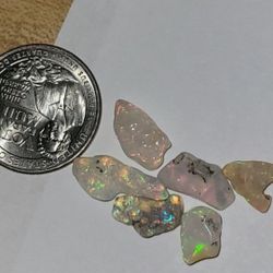 6pcs. Lot Ethiopian Fire Opal Polished Rough Loose Gemstones 4-8mm 