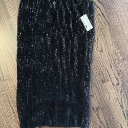 New Black Sequence Pencil Skirt 