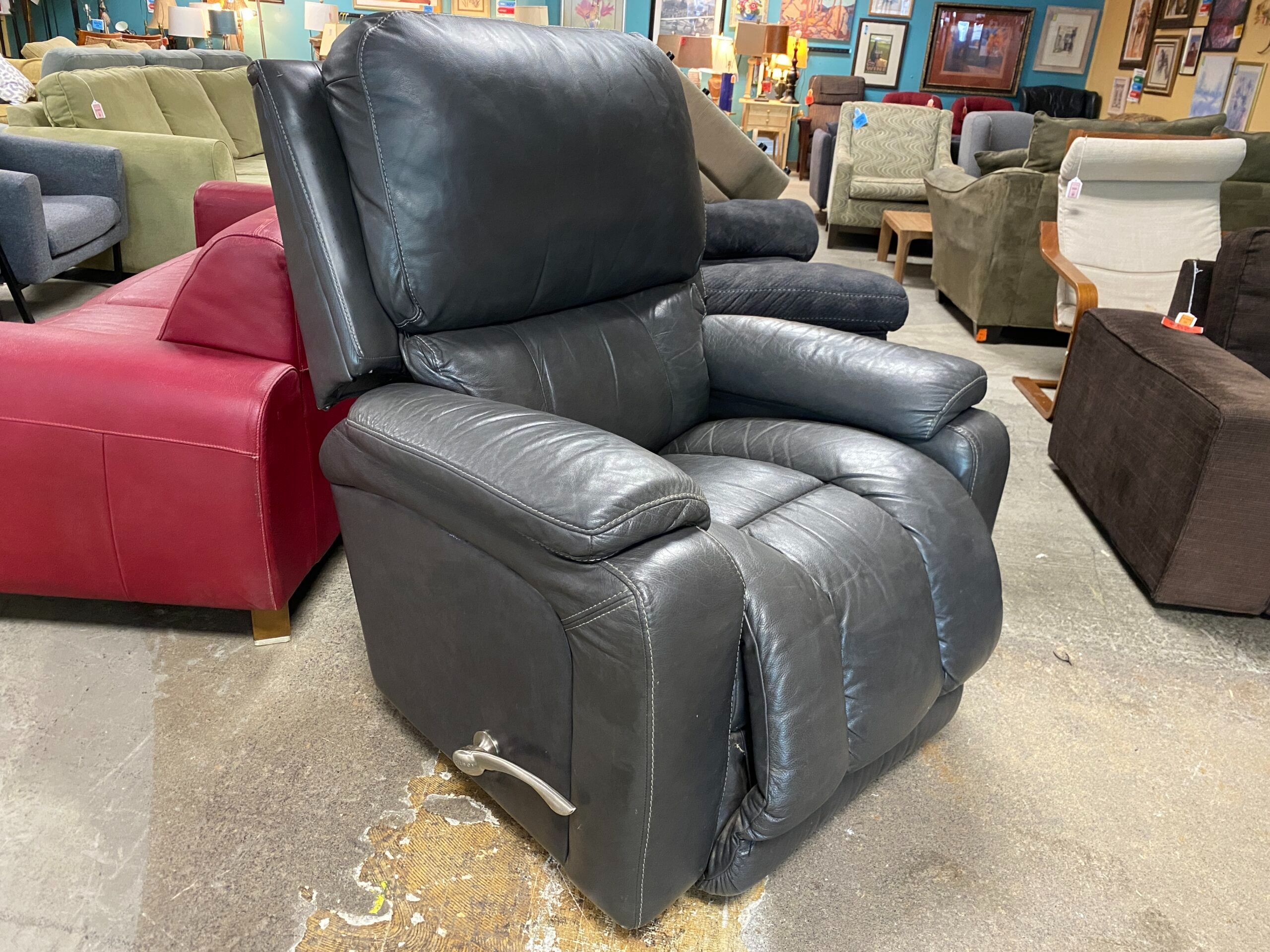 LA-Z-BOY Tall Grey Swivel Rocking Recliner Chair