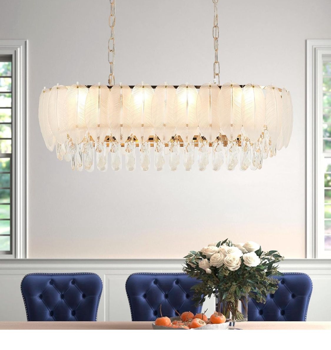 Brand New Modern Crystal Chandelier Luxury for Entryway, Large Rectangular Chandelier for Dining Room, Contemporary Gold Pendant Light for Kitchen Isl