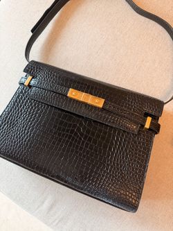 YSL Saint Laurent Crocodile-Embossed Black Leather Bag – Like New – $1,500