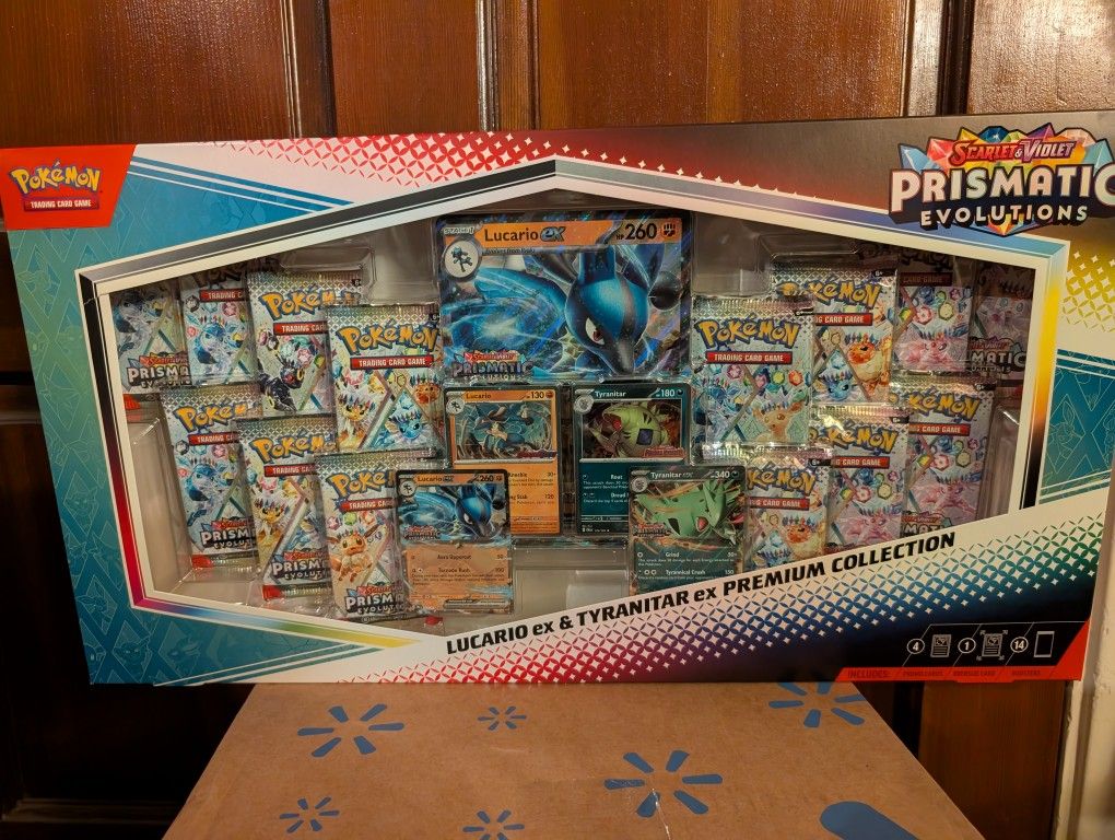 pokemon tcg Prismatic Evolution Lucario Ex & Tyranitar Ex Premium Collection Sam's club combo