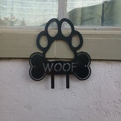 Woof/Dog Bone/Dog Paw Metal Sign 