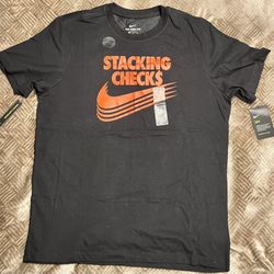 Nike Stacking Checks Dri-Fit T-Shirt Black infrared Cotton Blend DD9349-010