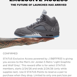 Jordan 5 wolf grey size 10.5 320.00 DS no trades