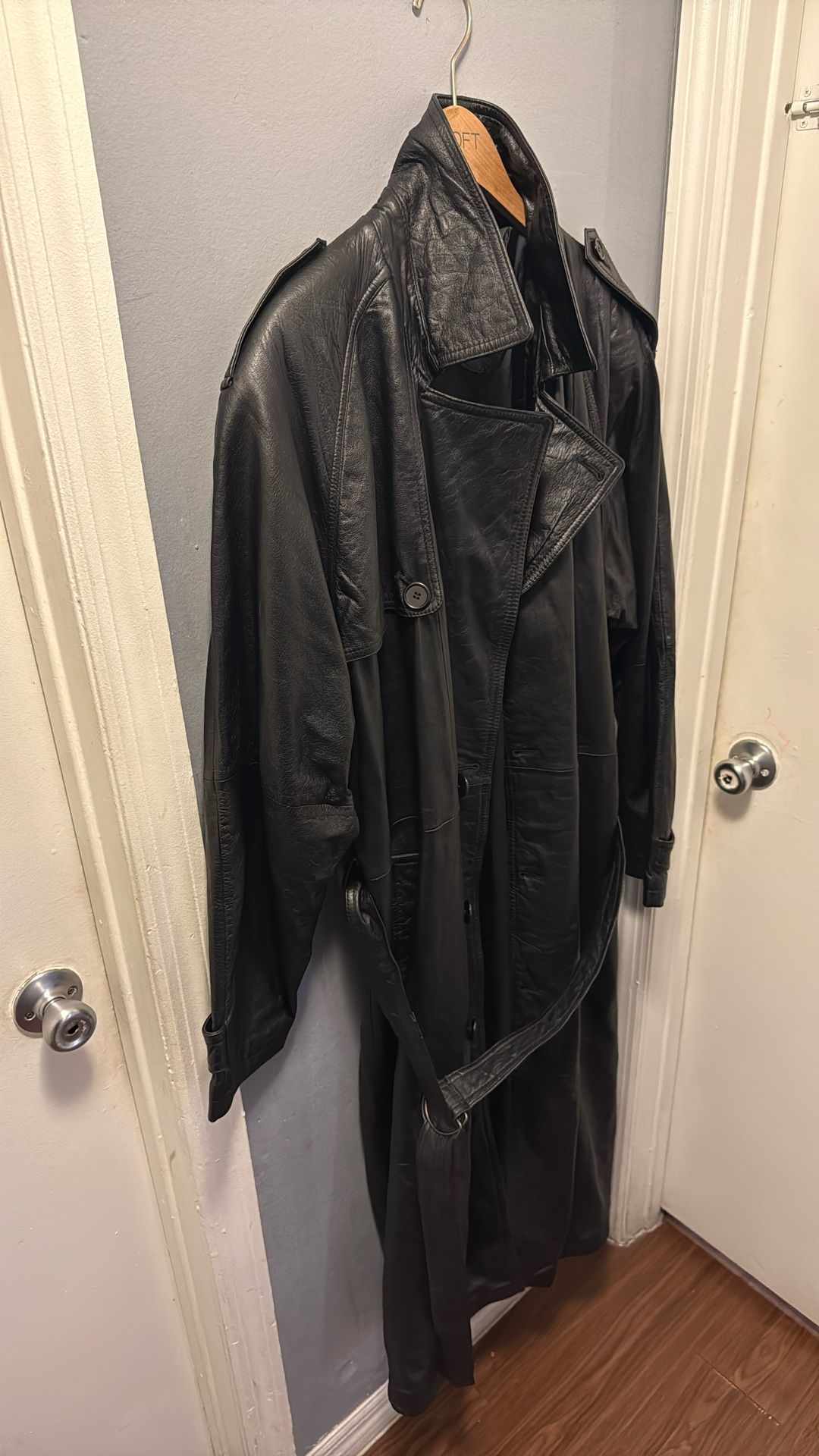 Amazing Black Leather Long Coat For Holidays 