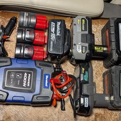 Milwaukee, Ryobi Batteries + 400w Invertor + 12v Exide Batteries