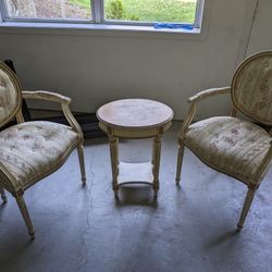 Ethan Allen Custom Made Chairs With Side Table