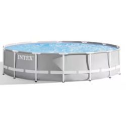 14-ft x 14-ft x 42-in Metal frame Round Above-Ground Pool with Filter Pump with Ladder