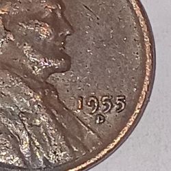 1955 D Wheat Penny Error 