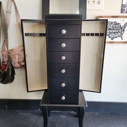 Standing Jewelry Box 6 Drawer - Fold Out Sides and Mirror 
