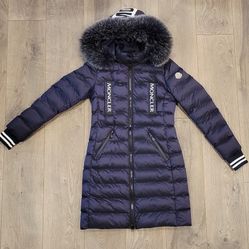 Moncler Gard Giubboto Navy Blue Size 0/XS Fur Parka