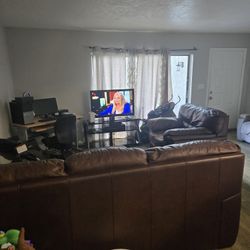 Large Leather Couch With Love Seat And Foot Rest