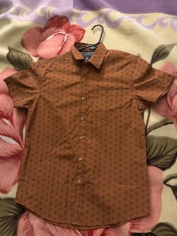 Kids Brown Patterned Button-Up Shirt