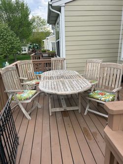 Great Escape Solid Teak wood expandable dining table and 5 chairs