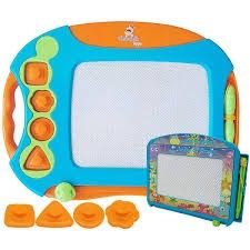 Big Magnetic Drawing Board for Toddlers 1-3 | 15.7” Doodle Toy w/ 4 Colors + Travel Size