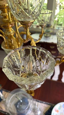 Elegant 9-Light Brass Chandelier w/ Cut Glass Shades – 28”