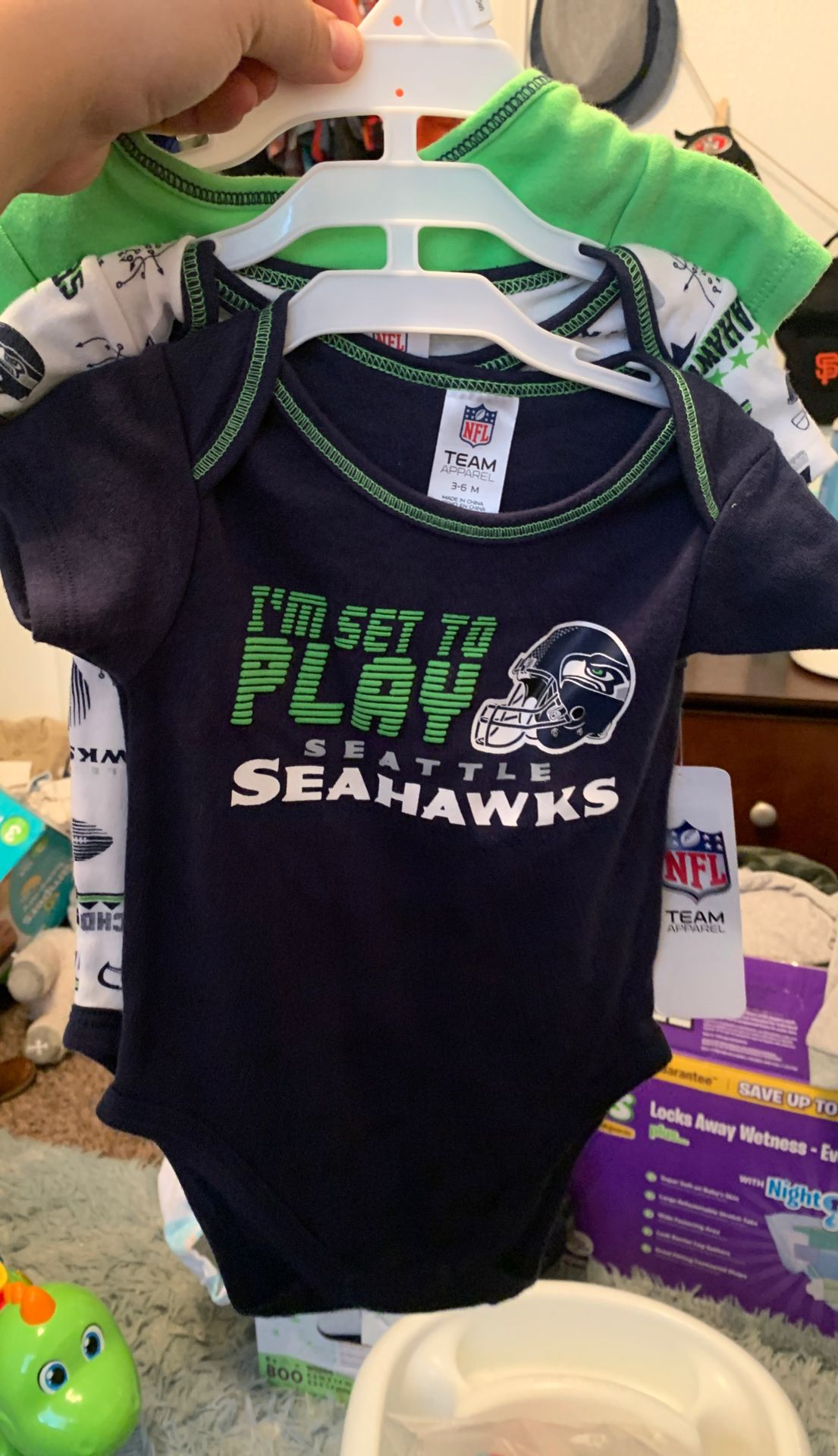 3 piece 3-6 months NFL Seattle Seahawks onesies