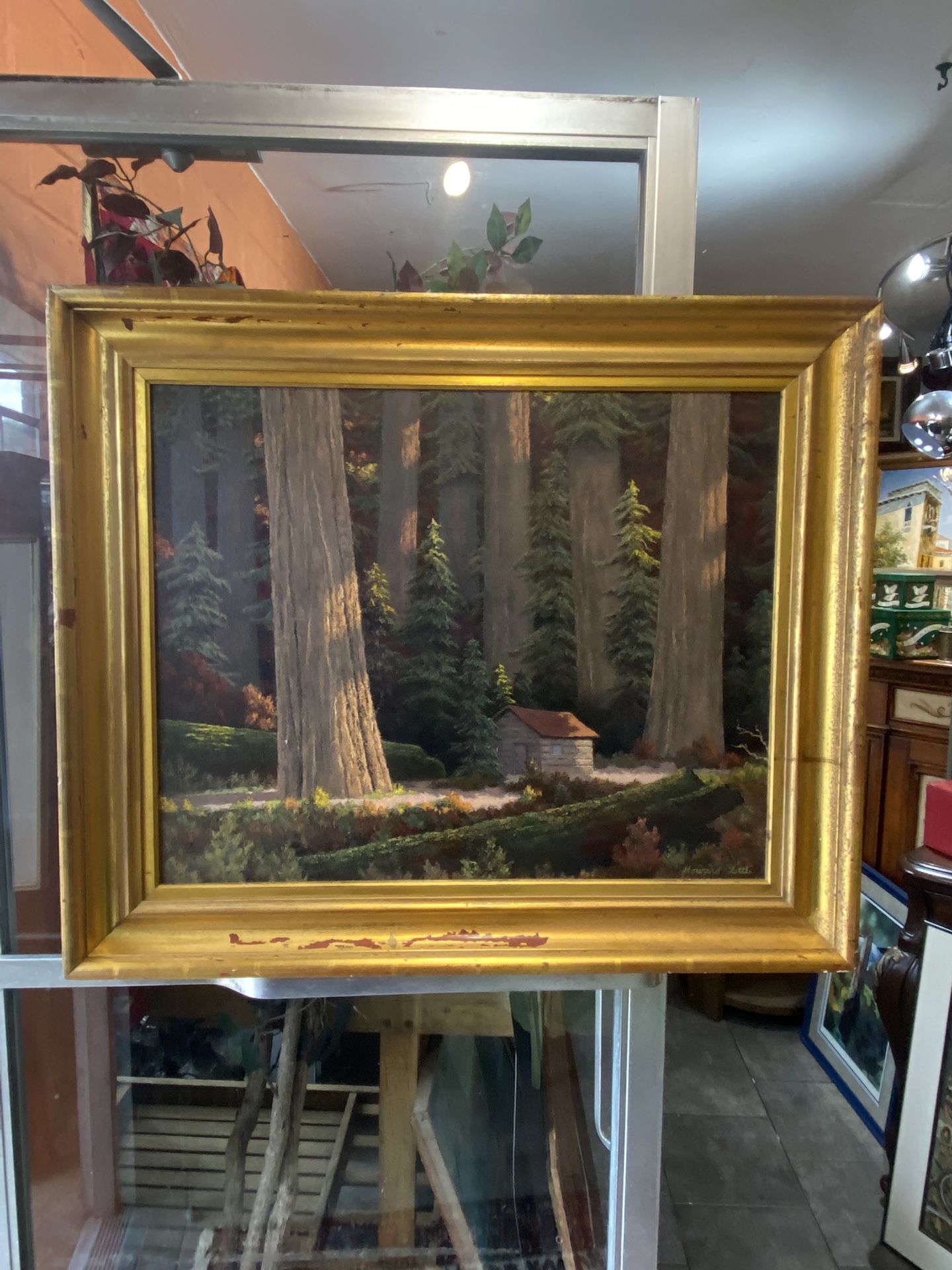 Howard Little Oil On Board Forest Cabin, Amazing Scenery