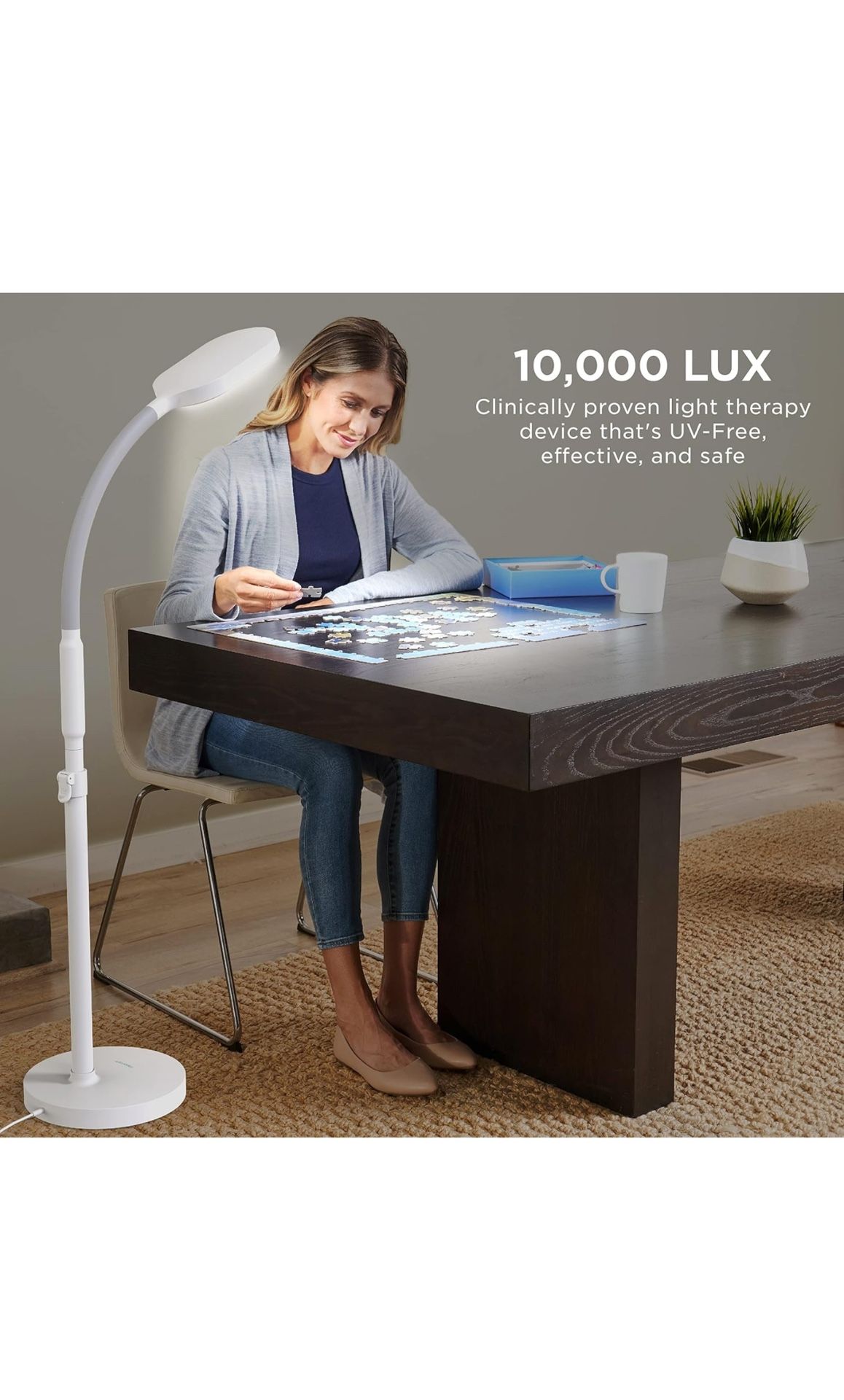 Verilux®️ HappyLight®️ Duo - 2-in-1 Light Therapy & Task Floor Lamp NEW