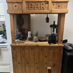 Rustic Pine Wood Bar Stand 