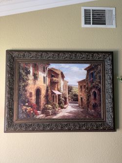 Beautiful Tuscany Oil Painting With Wood Frame