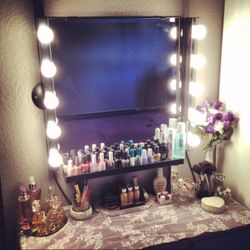 Vanity Make Up Makeup Table Glam Beauty Room Fashion Lights Mirror Girly Closet