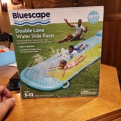 Double Lane Water Slide Racer 18 ft, with Sprinklers, Age 5 to 12, Unisex