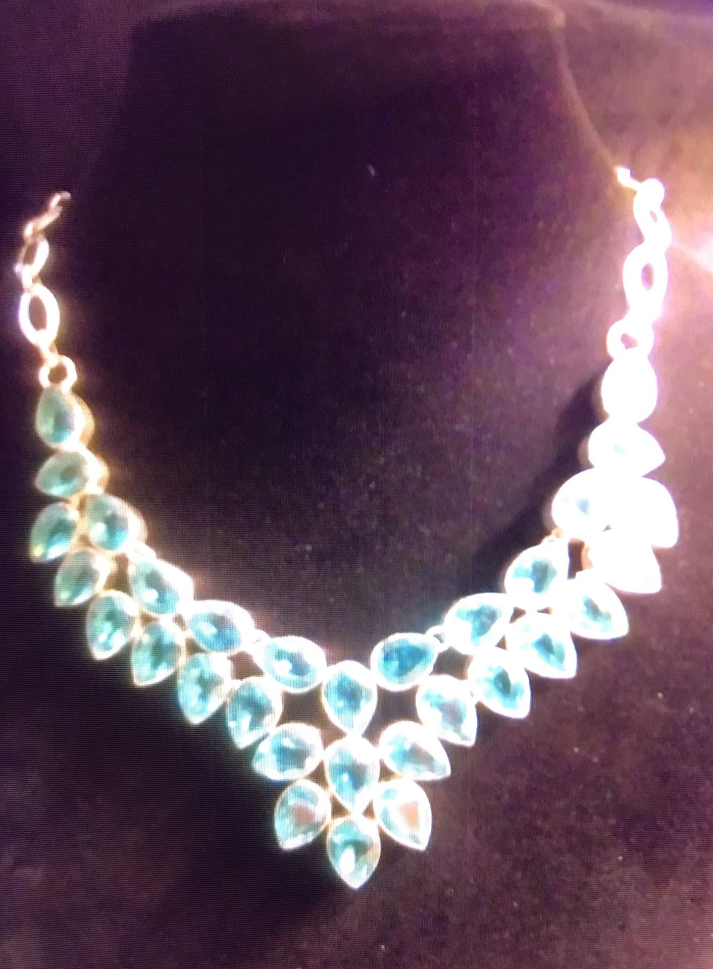 Stunning 925 Sterling Silver Blue Topaz Necklace