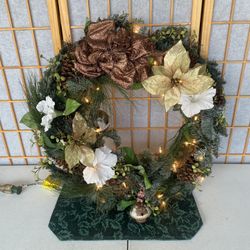 Beautiful 24” Lighted Christmas Wreath