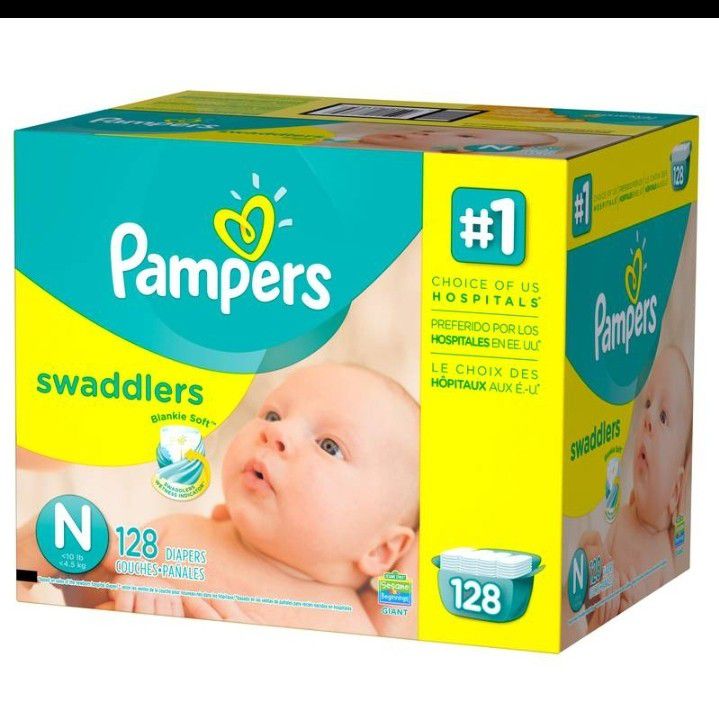 128 Pampers Swaddlers Newborn Disposable Diapers