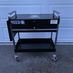 Matco Tool Cart with Folding Side Shelf