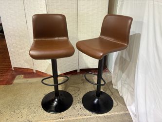 Modern Brown Swivel Bar Stools with Backrest (Set of 2)