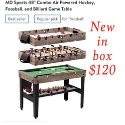 New MD Sports 48” Combo air hockey,foosball,billiards $120 east Palmdale