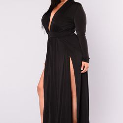 Fashion Nova Long Black Dress With Two Front Splits