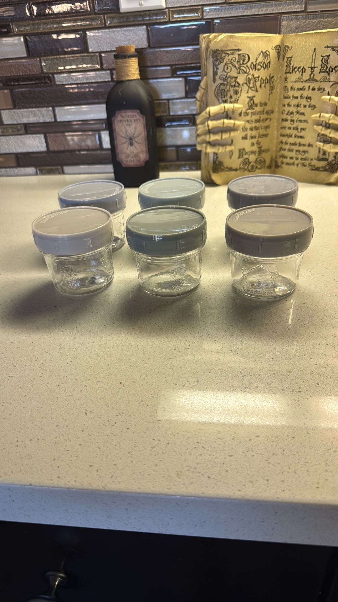 Set Of 6 Keababies Glass Food Jars