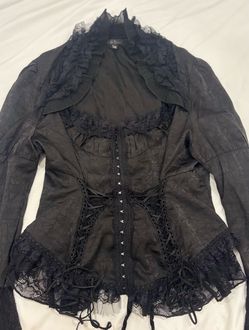 PUNK RAVE • Black Gothic Lace Corset Blouse