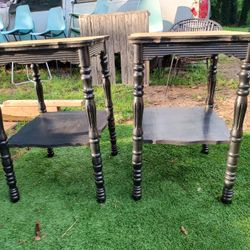 2 Black Wooden end Tables Project Pieces