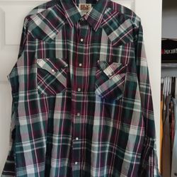 Vintage Ely Cattleman Pearl Snap Western Shirt Size Large
