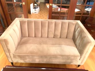 Tufted Velvet Loveseat Light Brown / Beige Color $425 OBO!