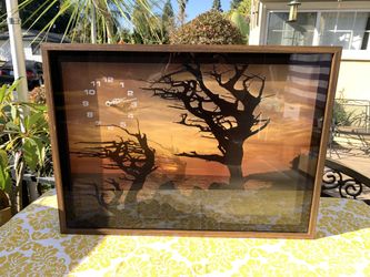Vintage Mid Century 1970s 3D Ocean View Shadow Box Clock