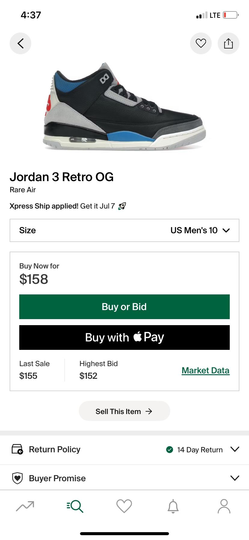 Jordan 3 Retro OG Size 10