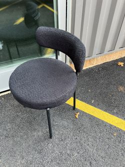 Set of 4 Modern Curved Accent Chairs – Charcoal Fabric & Metal Legs