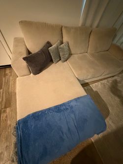 Beige Fabric Sectional Sofa with Chaise