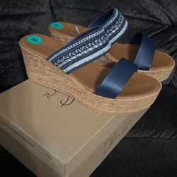 Navy Blue Wedge Heels