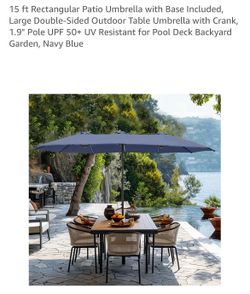 15 ft Rectangular Patio Umbrella with Base Included