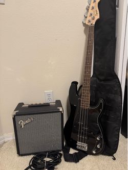 Squier P Bass + Fender Rumble 15 Amp - Beginner Bundle - Barely Used