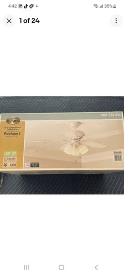 NEW HAMPTON BAY 52 IN LARGE ROOM CEILING FAN MATTE WHITE FINISH ROCKPORT MODEL